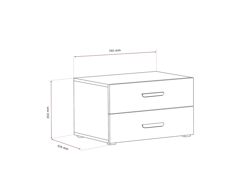  Table de chevet clasi - avec 2 tiroirs - moderne - 74x52x35 cm - noir CLASI - Conforama E