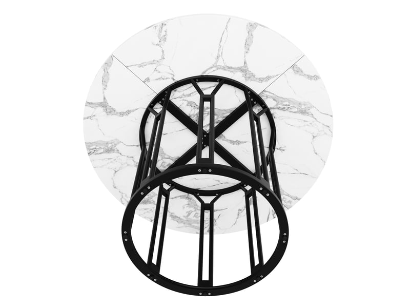  Table de salle à manger ronde,100x100x74 cm,mdf,noir effet marbre  - Conforama D