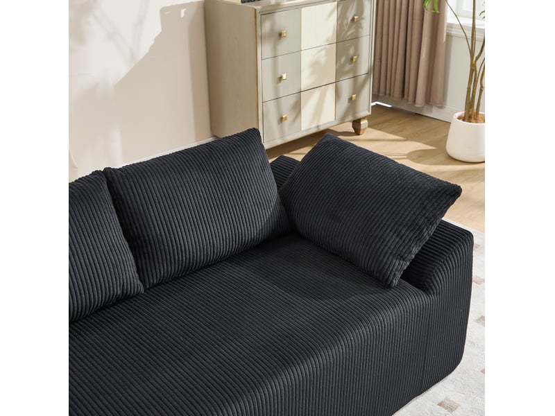  Canapé 2 places modenvie de sol en tissu noir 170 x 86 x 60 cm  - Conforama E