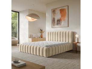 Lit coffre 160x200 cm <strong>MASSENO</strong> <strong></strong> coloris beige