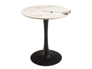 Icare - ensemble n°3: table bistrot d70cm en céramique marbré clair