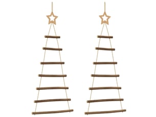 Sapins de noël - arbre de noël suspendus avec étoiles supérieures 2 pièces 42x90 cm branche naturelle