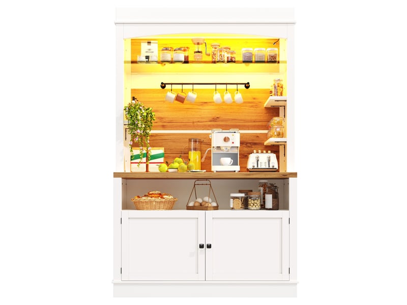 Meuble de cuisine muvano, lot de 2 armoires hautes blanches avec led, hauteur 184 cm - Conforama A
