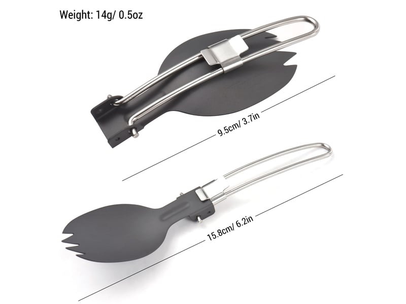  Ensemble d'ustensiles de camping pliables en aluminium (cuillère et spork) pour la randonnée  - Conforama D