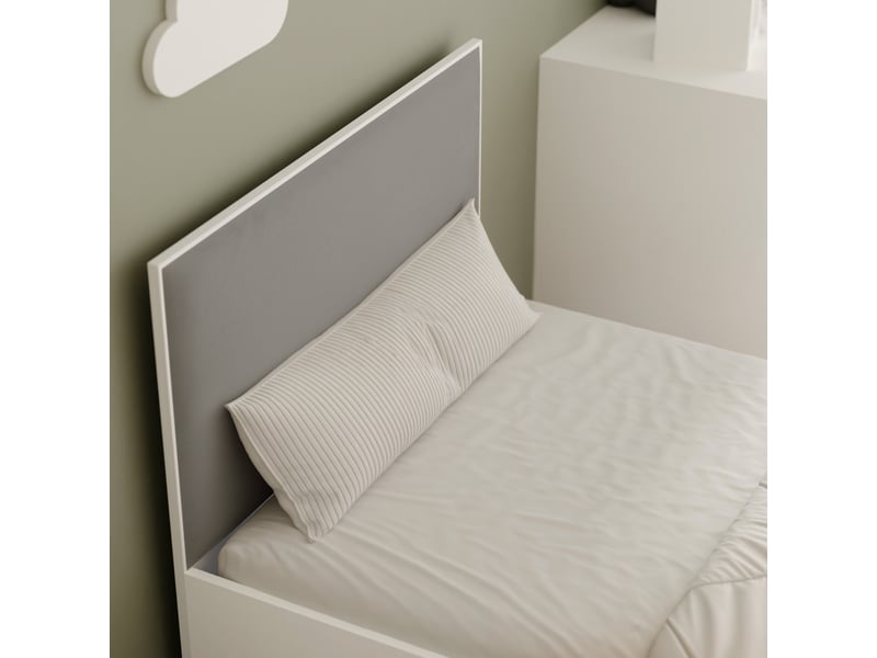 Lit coffre sashi - 90x200 cm - avec matelas - tissu velours - blanc gris SASHI - Conforama D