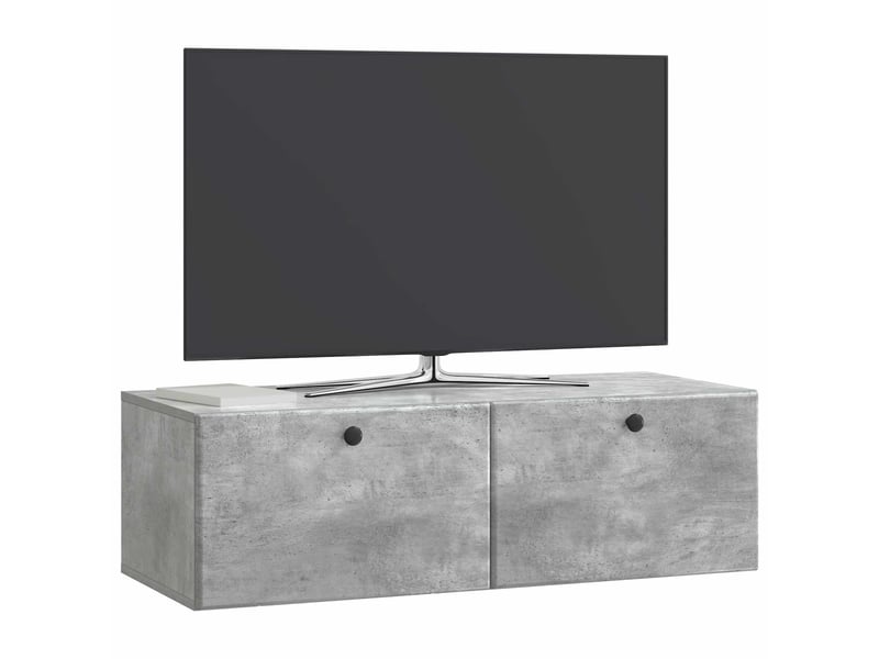  Meuble tv - banc tv - meuble de rangement mural 98 x 41 x 30 cm gris béton bois d'ingénierie  - Conforama C