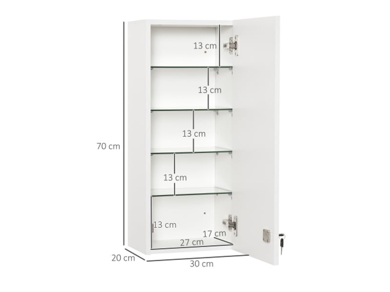 Armoire à pharmacie murale verrouillable, réglable, pour premiers secours, maison et bureau - Conforama C