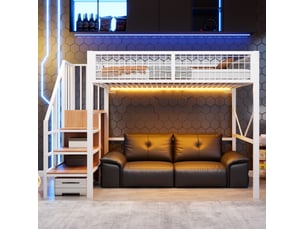 Lit mezzanine 140x200 cm <strong>HAVRYA</strong>  <strong></strong> coloris blanc