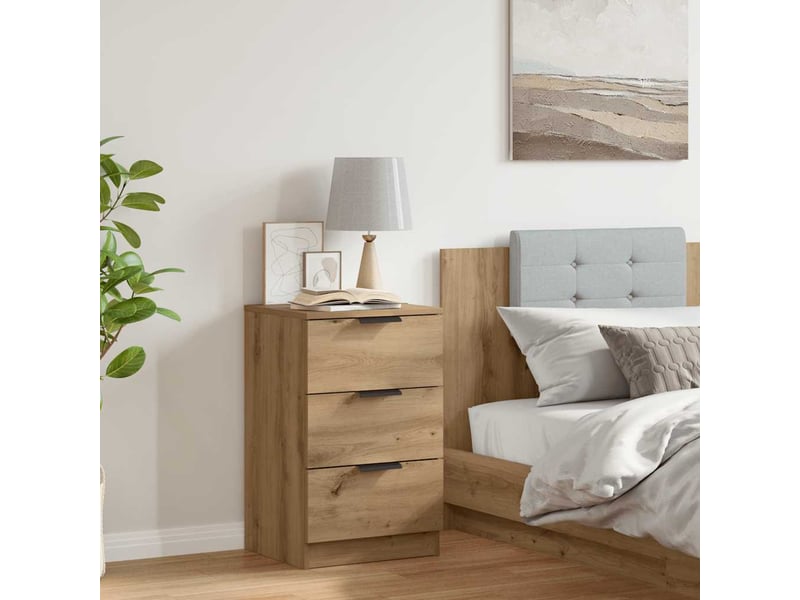  Table de chevet chêne artisanal 40x36x65 cm bois d'ingénierie  - Conforama B