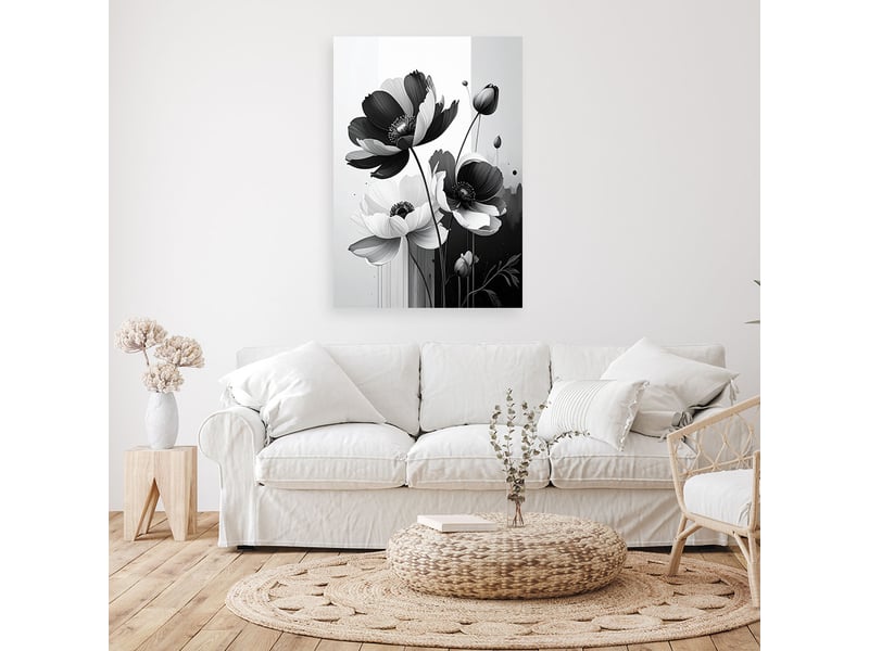 Tableau moderne, fleurs noires et blanches dans une composition décorative 40x60 1328137792 - Conforama B