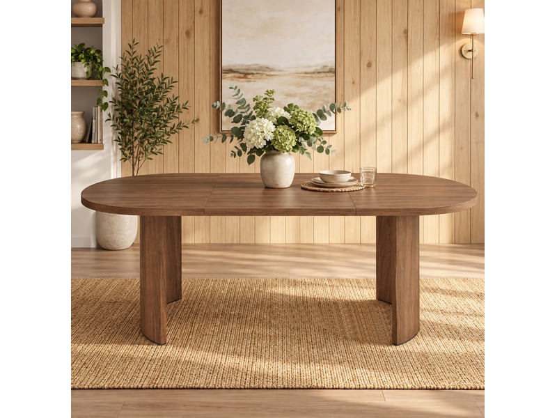  Table à manger 200x90 cm – noyer – plateau mdf 28 mm aux angles arrondis, pour 6 à 8 personnes – style moderne  - Conforama D
