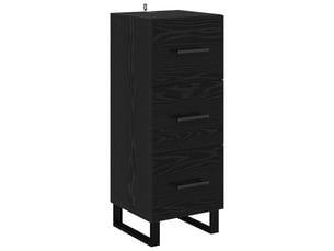 Buffet - bahut - meuble de rangement chêne noir 34,5 x 34 x 90 cm bois d'ingénierie et fer
