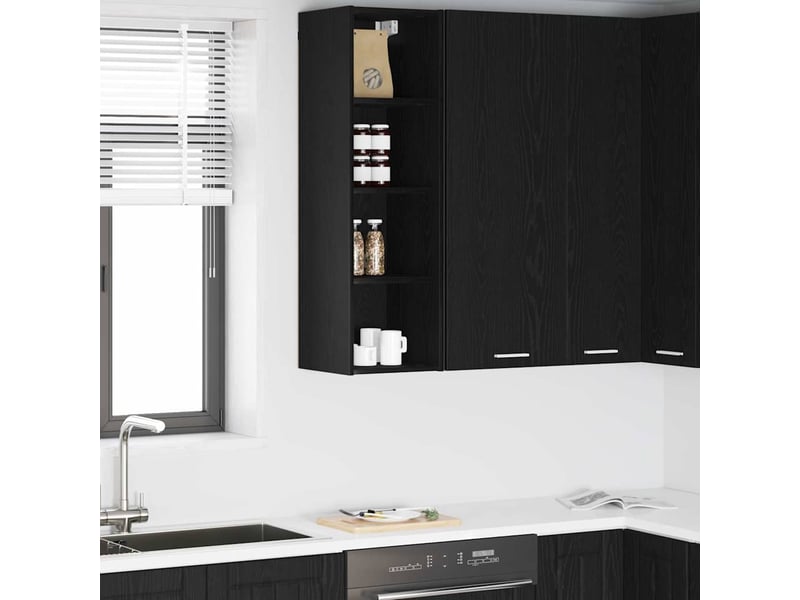  Meuble de rangement cuisine, armoire suspendue chêne noir 30x29,5x100cm  - Conforama B