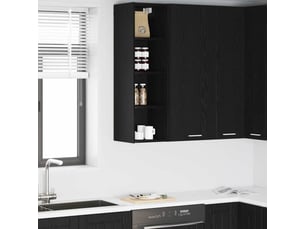 Meuble de rangement cuisine, armoire suspendue chêne noir 30x29,5x100cm