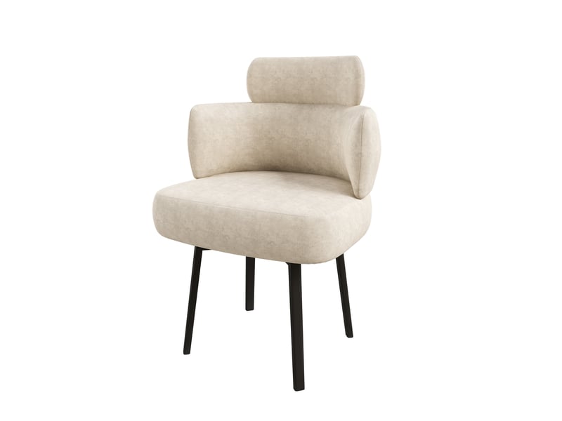  Fauteuil 1 place - 56,5x46x89 - chaise chenille pivotante 360° avec accoudoirs, coussin épais 14cm, pieds métal - blanc crème  - Conforama A