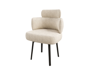 Fauteuil 1 place - 56,5x46x89 - chaise chenille pivotante 360° avec accoudoirs, coussin épais 14cm, pieds métal - blanc crème