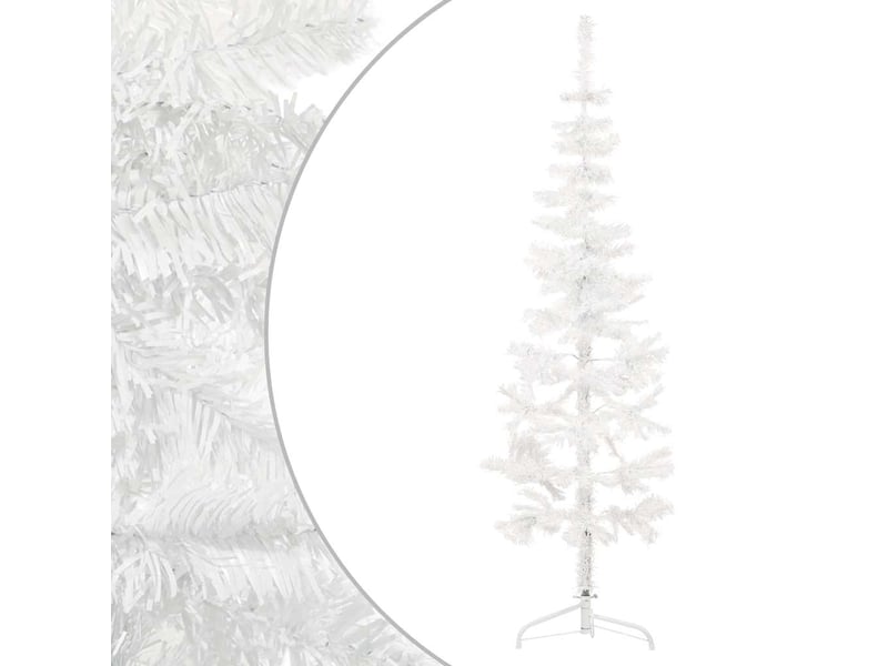  Demi sapin de noël, arbre de noël artificiel mince avec support blanc 120 cm  - Conforama A