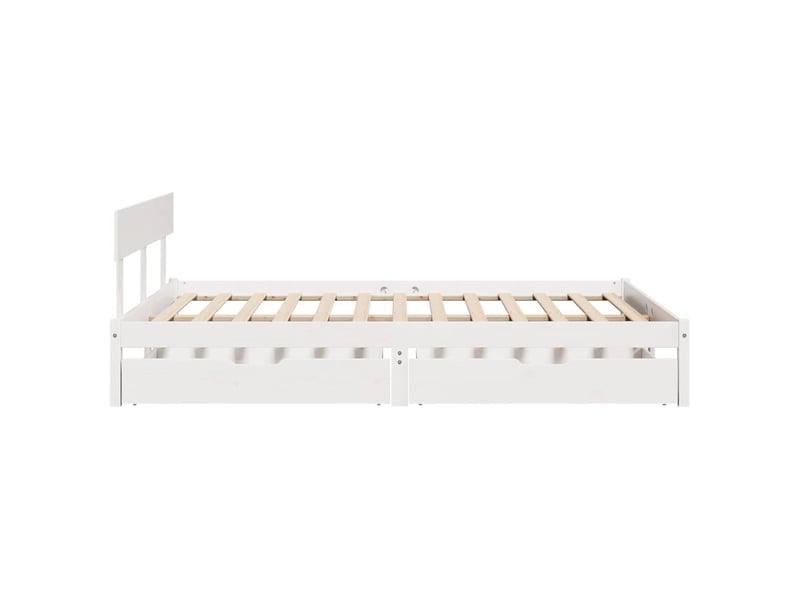  Lit double- lit adulte -  cadre de lit sans matelas blanc 160x200 cm bois de pin massif  - Conforama D