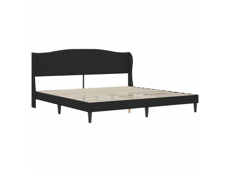 Lit double- lit adulte - cadre de lit avec tête de lit noir 180 x 200 cm velours - Conforama B