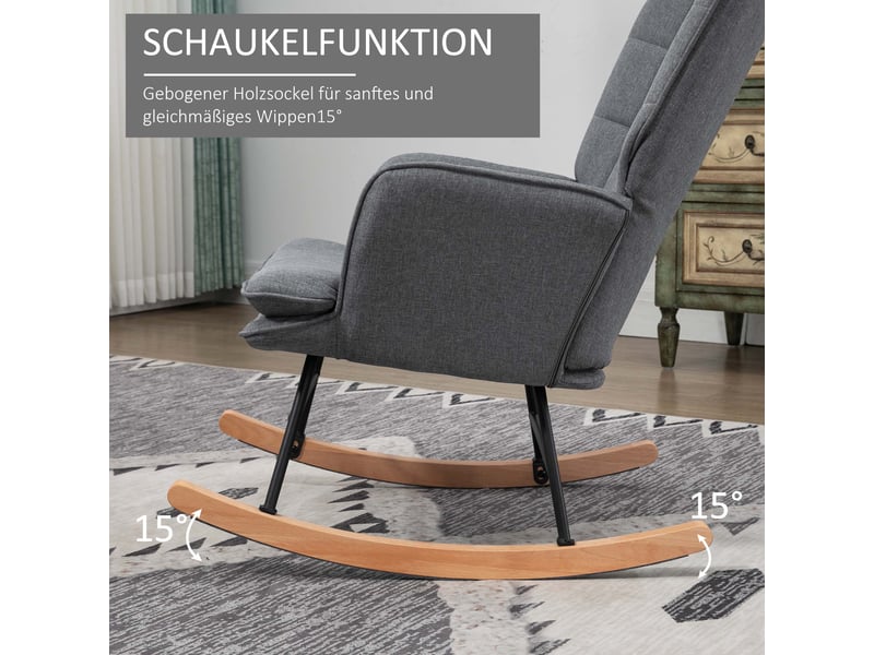  Fauteuil à bascule gris avec repose-pieds, fauteuil d'allaitement  - Conforama E