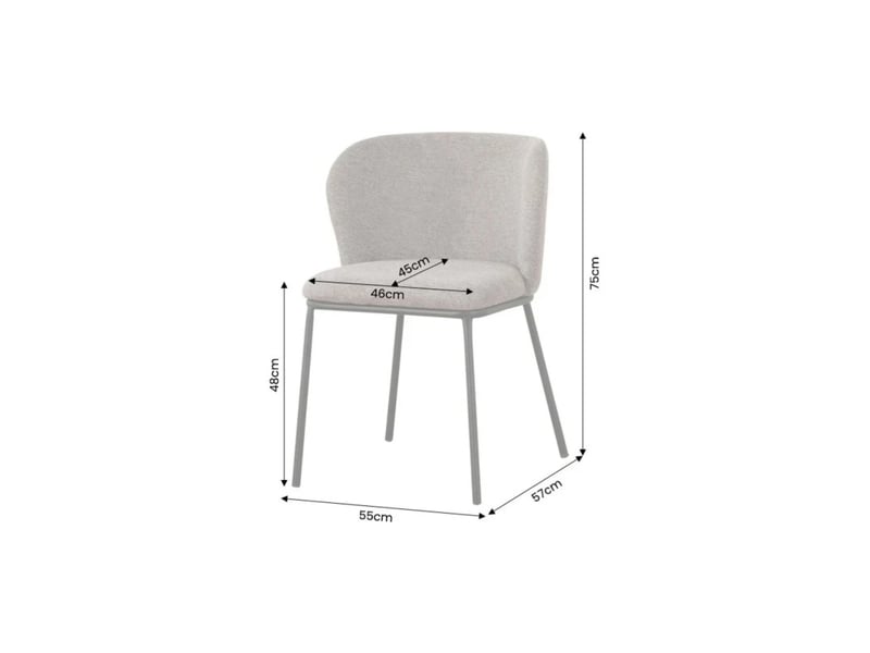  Lot de 2 chaises pavia gris beige – dossier enveloppant arrondi et pieds fins noirs  - Conforama C