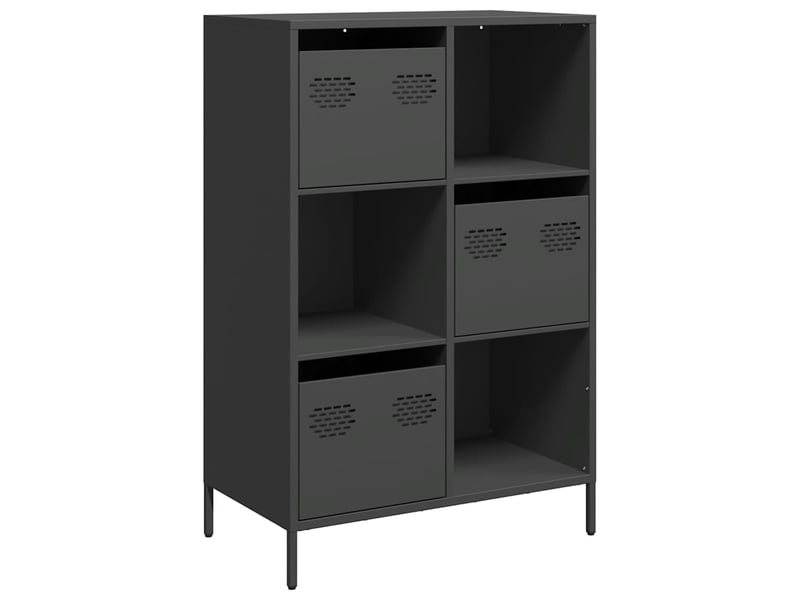 Buffet haut - bahut - meuble de rangement noir 68x39x103,5 cm acier  - Conforama A