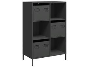 Buffet haut - bahut - meuble de rangement noir 68x39x103,5 cm acier