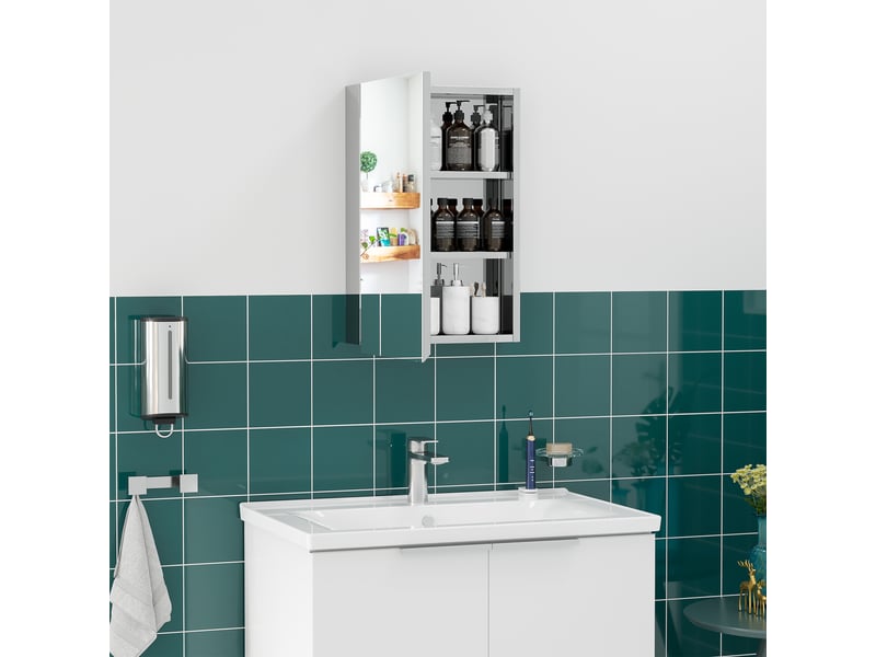  Armoire miroir de salle de bain en acier inoxydable armoire murale de toilette 39 x 12 x 60 cm  - Conforama D