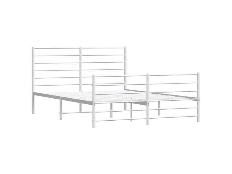 Lit double- lit adulte - cadre de lit métal sans matelas et pied de lit blanc 150x200 cm - Conforama C