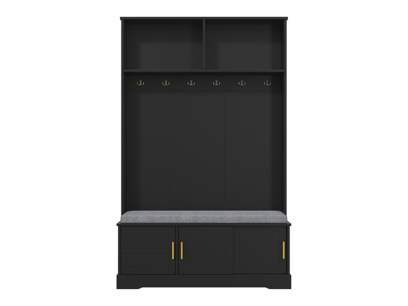 Portemanteau avec banc et rangement 120 x 191 cm en panneau de particules noir  - Conforama R