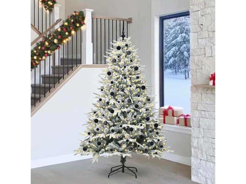 Sapin de noël - arbre de noël artificiel pré-éclairé avec ensemble de boules - Conforama B