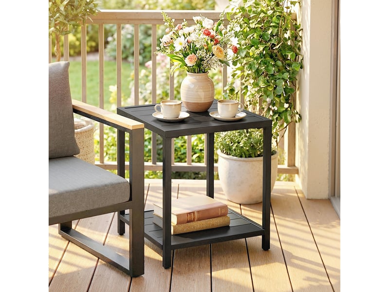 Table basse de jardin métal noir 45x45x54cm - Conforama C