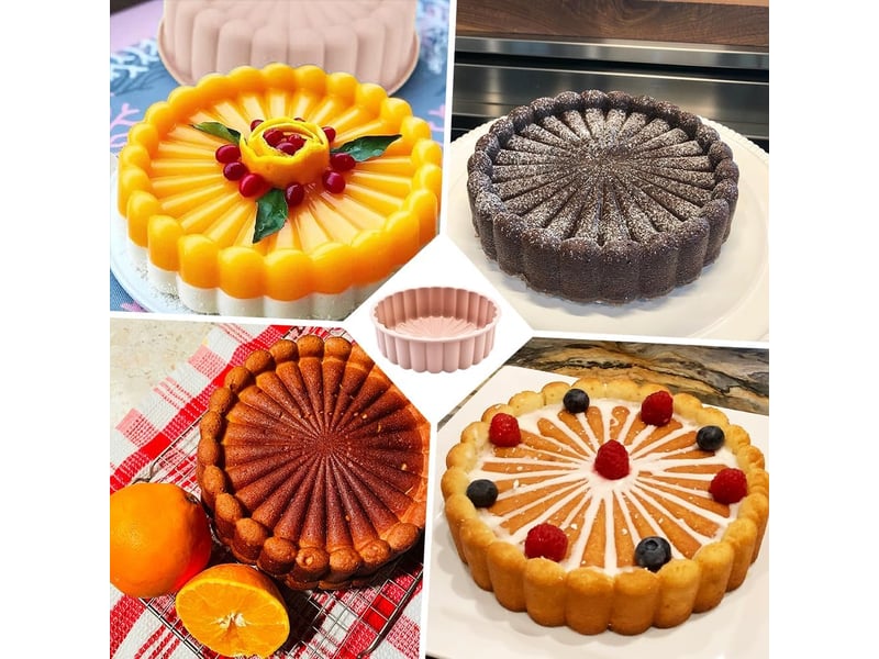  Moule à gâteau en silicone 25 cm, rond, pour gâteaux, fours, couches de gâteaux et outils de cuisson au fromage (1 pièce) LJY2084FXN - Conforama E