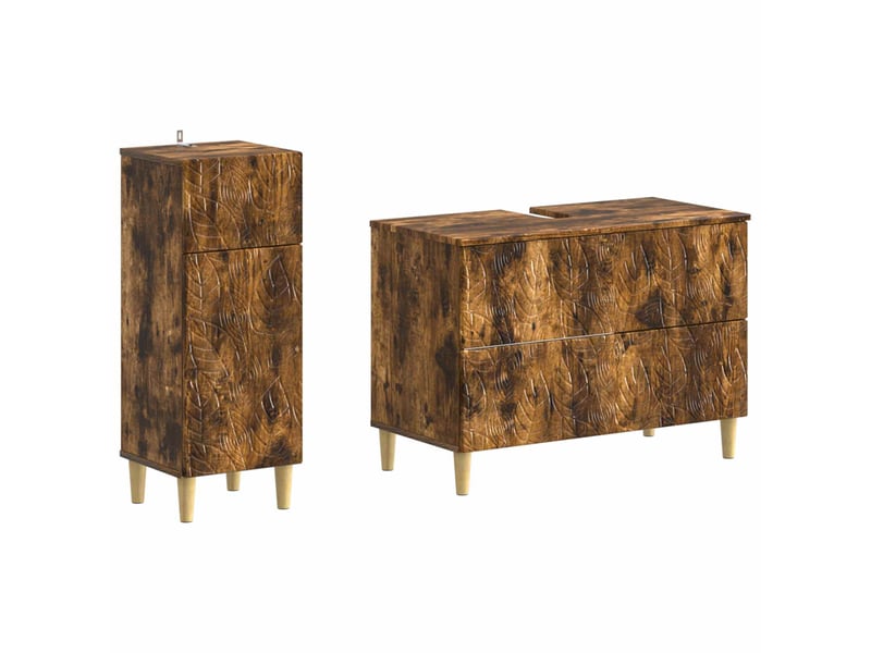 Ensemble de 2 meubles de salle de bain delft chêne fumé cf63115 - Conforama A