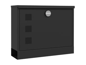 Boîte aux lettres murale 36,5 x 11,5 x 29 cm noire en métal, compartiment à journaux et serrure