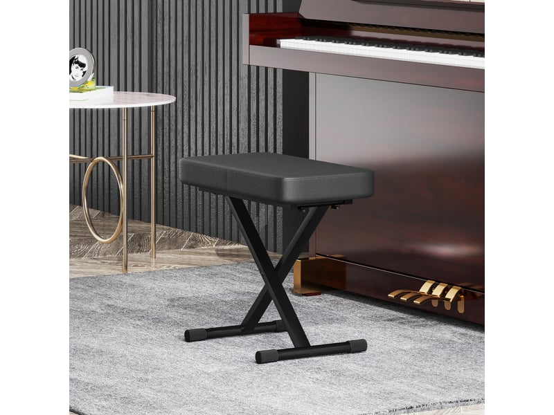  Tabouret pliant réglable en hauteur sur 4 niveaux en simili cuir avec mousse et métal dimensions 60x32x53-63 cm noir  - Conforama D