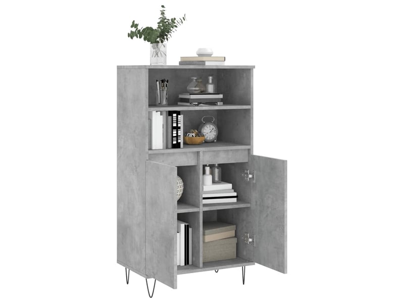  Buffet haut - bahut - meuble de rangement gris béton 60x36x110 cm bois d'ingénierie  - Conforama D