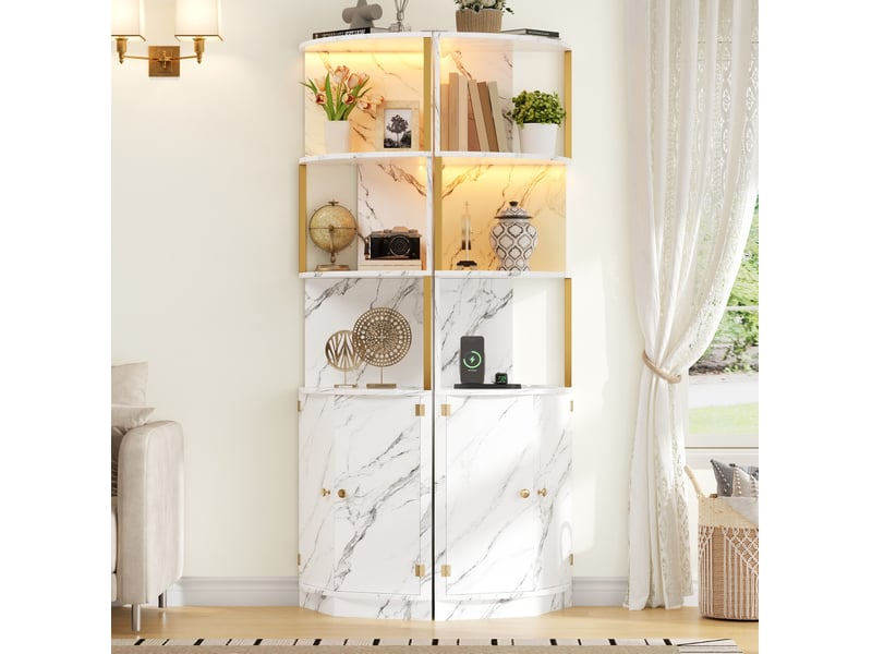 Meuble d'angle de rangement avec led et prises 38 x 38 x 180 cm evryae - Conforama D