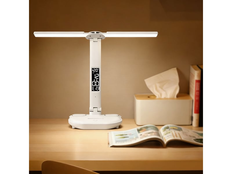  Lampe de bureau led double tête 40 led 3000-6000 k tactile anti-lumière bleue blanche chicfurn  - Conforama D