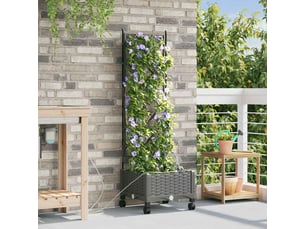 Jardinière - porte-plante de jardin avec irrigation et roues gris clair pp