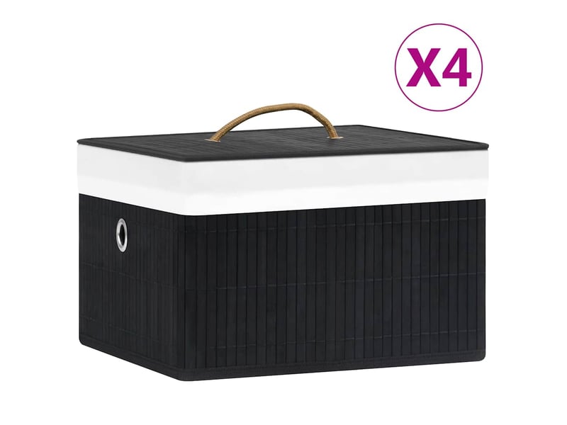  Boîtes de rangement en bambou 4 pcs noir  - Conforama B
