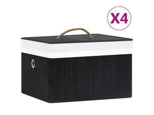 Boîtes de rangement en bambou 4 pcs noir
