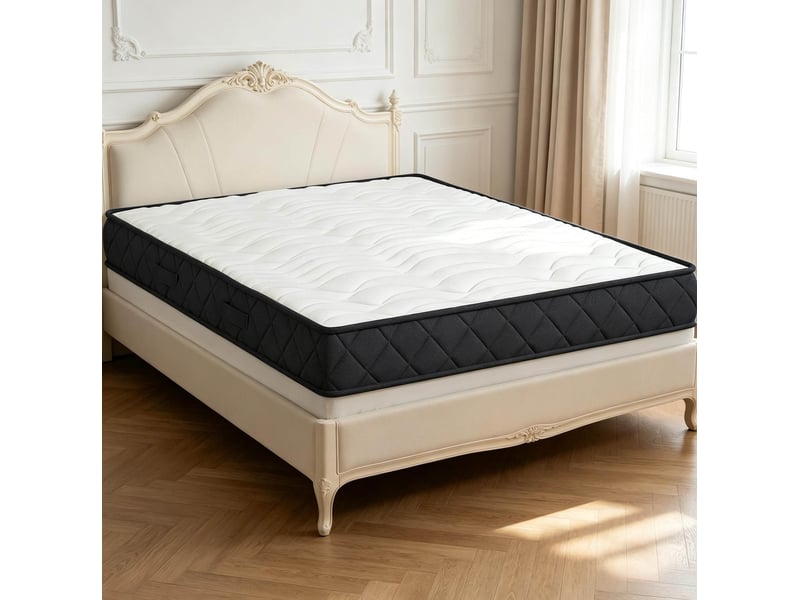  Matelas 2 places 140x190 cm – blanc et gris – mousse à mémoire de forme, 20 cm, dessous antidérapant  - Conforama E
