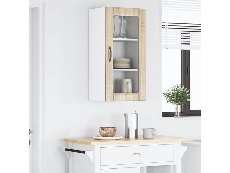  Meuble mural de cuisine, cabinet en verre mural chêne sonoma 40x31x80cm shl9006  - Conforama D