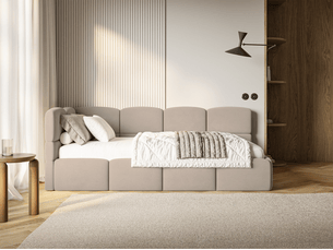 Lit simple 90x200 cm <strong>SELSEY</strong>  <strong>CLOUDY</strong> coloris beige