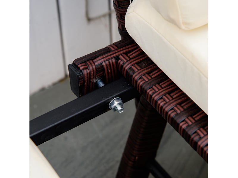 Canapé de jardin 2 places en résine tressée marron, accoudoirs rabattables pour terrasse et balcon - Conforama E