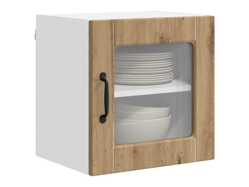  Meuble mural de cuisine, cabinet en verre mural 2 pc chêne artisanal  - Conforama C