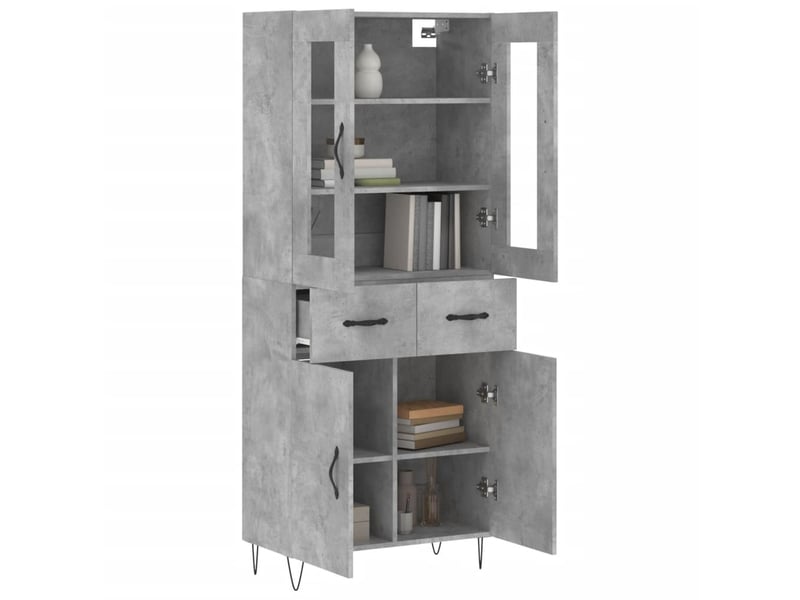  Buffet haut - bahut - meuble de rangement gris béton 69,5x34x180 cm bois d'ingénierie  - Conforama C