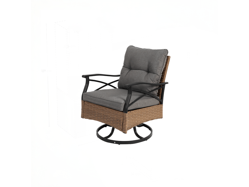 Ensemble de fauteuils à bascule extérieur 3 pièces, 2 fauteuils et 1 table, marron - Conforama E