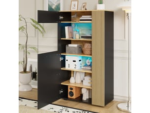 Vitrine coloris bicolore 5 étagère(s) OKMYHOME - 80 cmx146 cm